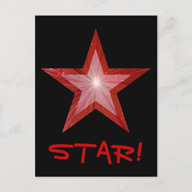 Red Star 'STAR' Postkarte schwarz (Vorderseite)
