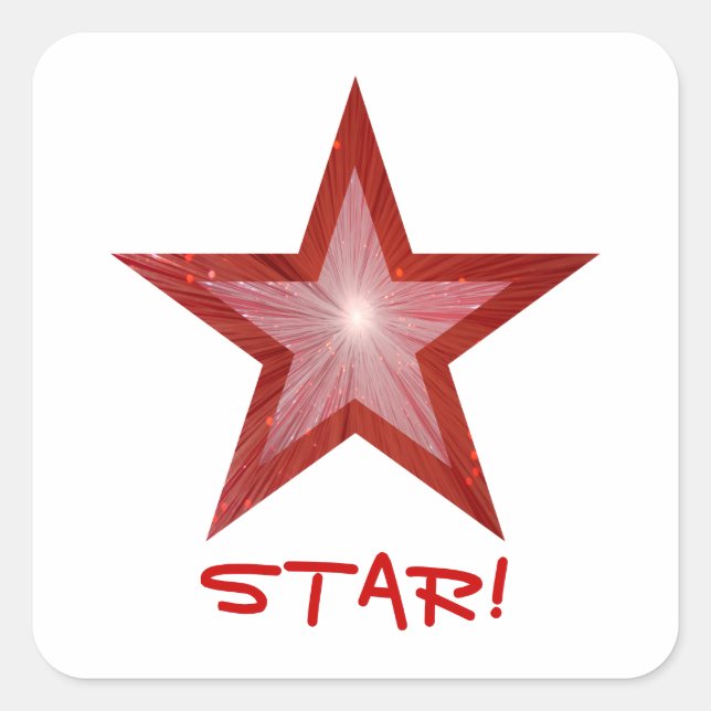 Red Star 'STAR' Quadrat Aufkleber weiß (Vorderseite)