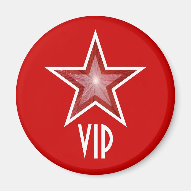 Red Star "VIP" Kühlschrankmagnet rund rot Magnet (Vorne)