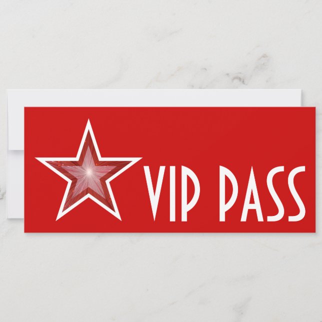 Red Star "VIP PASS" Einladung rot lang (Vorderseite)