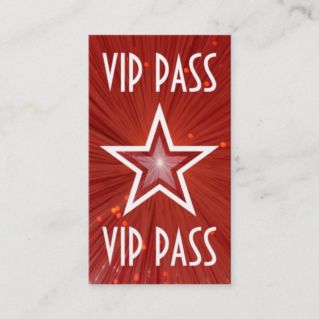 Red Star "VIP PASS" Visitenkarte rot zurück (Vorderseite)