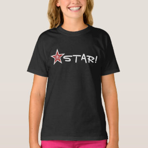 Red Star White STAR! T - Shirt eines Mädchens schw
