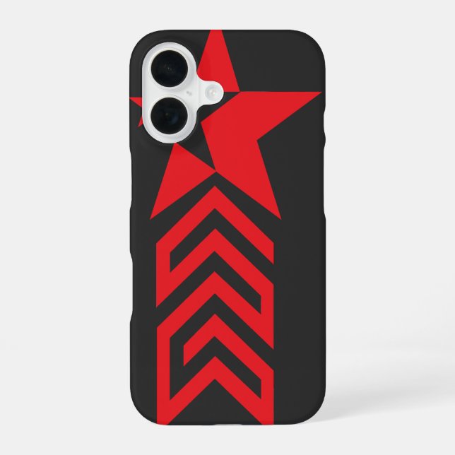 Red Star with Chevron Arrows iPhone 16 Hülle (Rückseite)