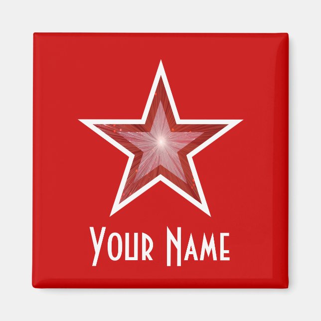 Red Star "Your Name" Kühlschrankmagnet rot Magnet (Vorne)