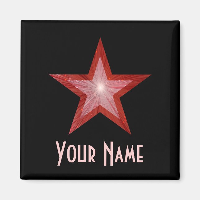 Red Star "Your Name" Kühlschrankmagnet schwarz Magnet (Vorne)