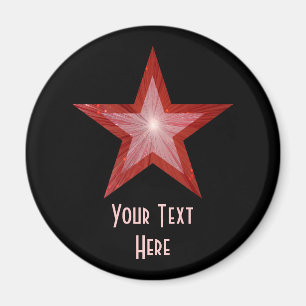 Red Star "Your Text" Kühlschrankmagnet schwarz Magnet