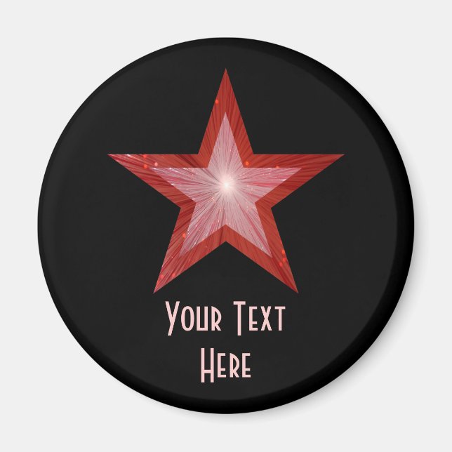 Red Star "Your Text" Kühlschrankmagnet schwarz Magnet (Vorne)