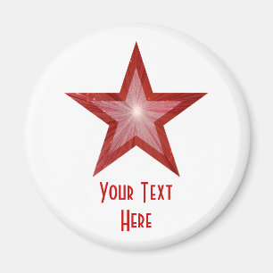 Red Star "Your Text" Kühlschrankmagnet weiß Magnet