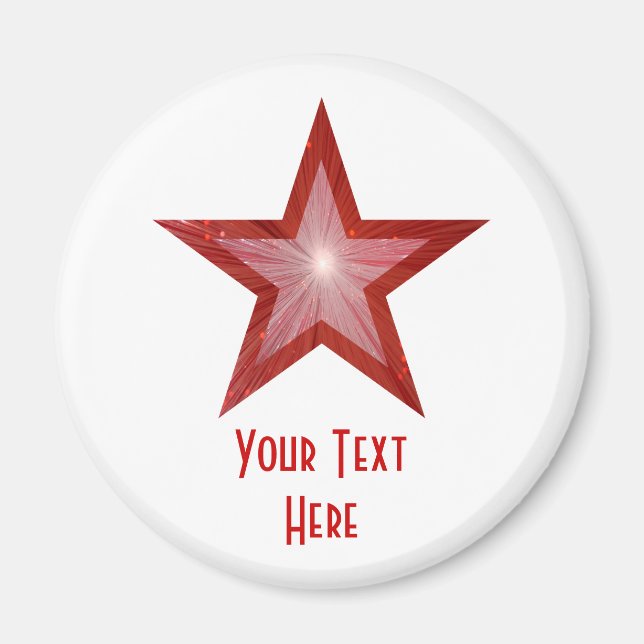 Red Star "Your Text" Kühlschrankmagnet weiß Magnet (Vorne)