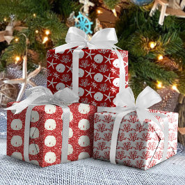 Red Starfish Sand Dollar Weihnachtsküste Geschenkpapier Set