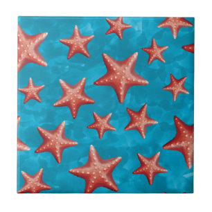 Red Starfish Summer Beach Nautical Coastal Fliese