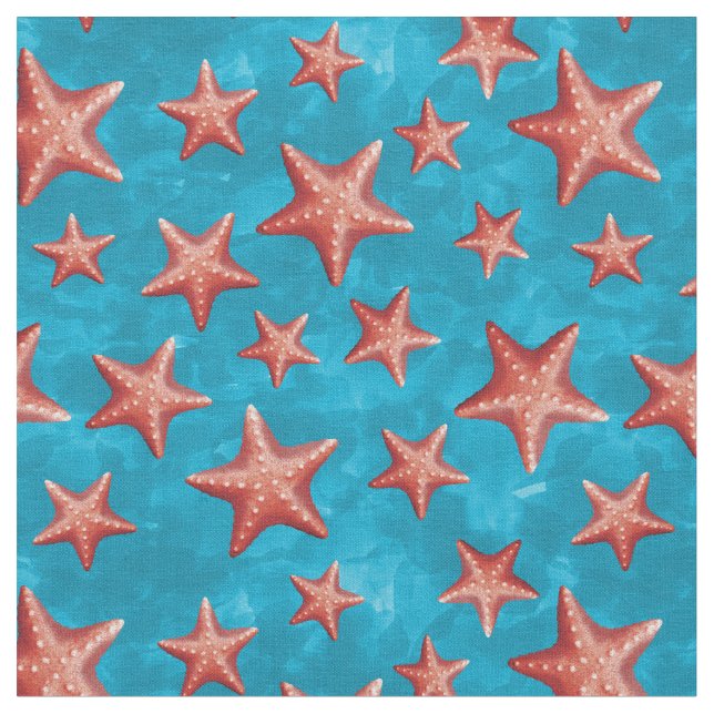 Red Starfish Summer Beach Nautical Coastal Stoff (Nahaufnahme)