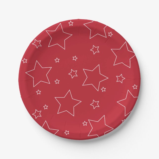 Red Stars 4. Juli PartyPaper Plate Pappteller (Vorderseite)