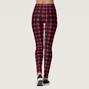 Red Stars Black Leggings