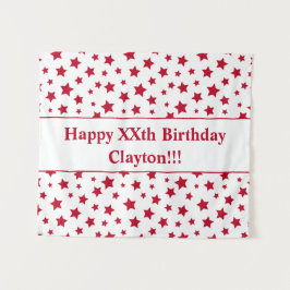 Red Stars mit Message Birthday Tapestes Wandteppich