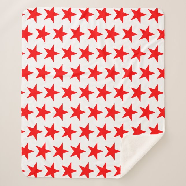 Red Stars Pattern Sherpadecke (Vorderseite)