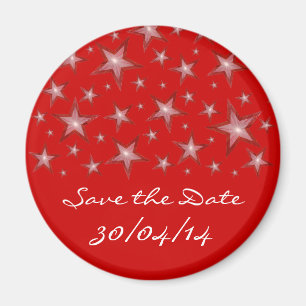 Red Stars "Save the Date" Kühlschrankmagnet rot Magnet