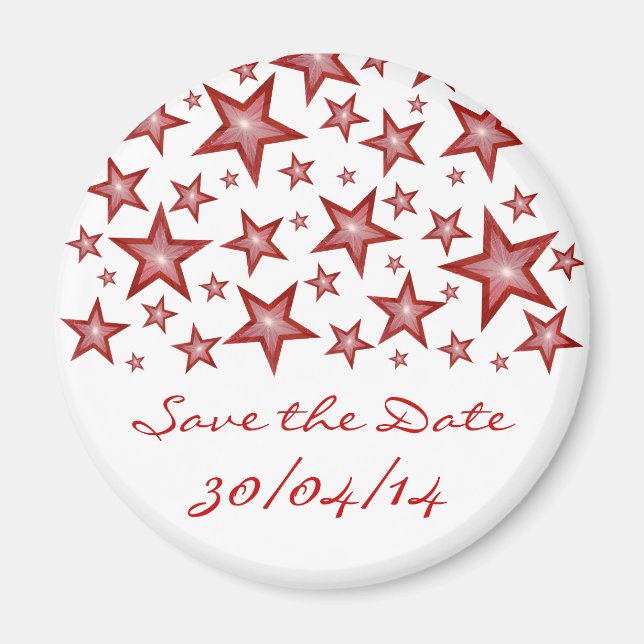 Red Stars "Save the Date" Kühlschrankmagnet weiß Magnet (Vorne)