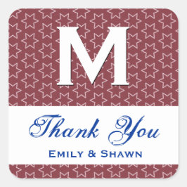 Red Stars Wedding DANK YOU S002 Quadratischer Aufkleber