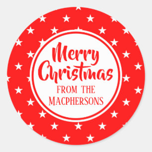 Red Stars Weihnachtskleber Runder Aufkleber