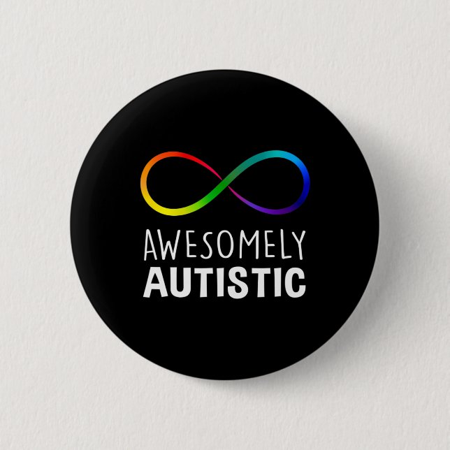 Red Stattdessen Autismus Awesomely Autistic Infini Button (Vorderseite)