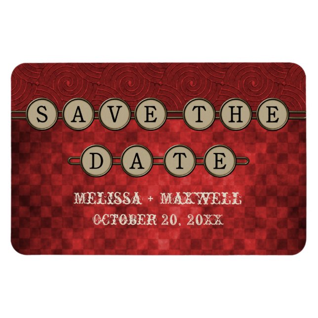 Red Steampunk Keys Save the Date Flexi Magnet (Horizontal)