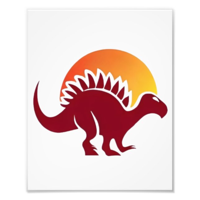Red Stegosaurus Sunset Silhouette Fotodruck (Vorne)