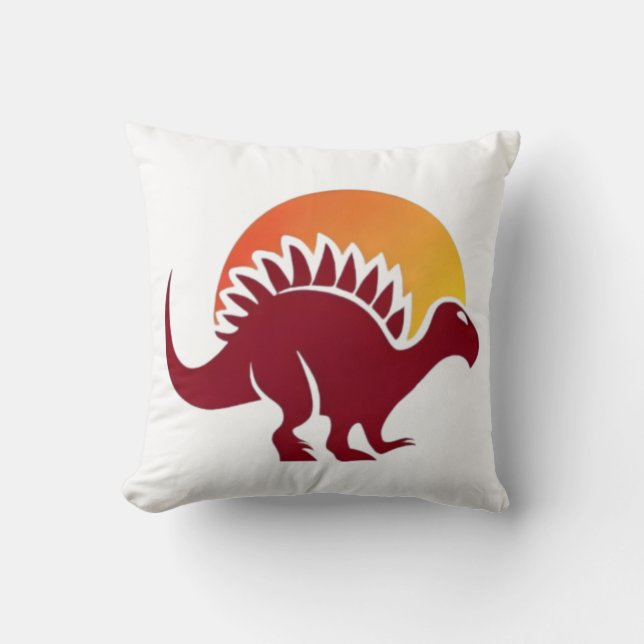 Red Stegosaurus Sunset Silhouette Kissen (Vorderseite)