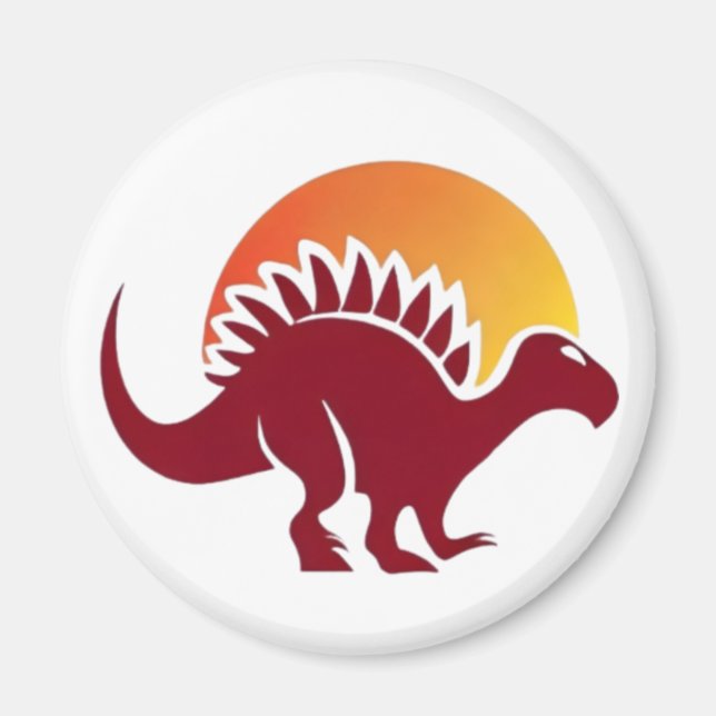 Red Stegosaurus Sunset Silhouette Magnet (Vorne)