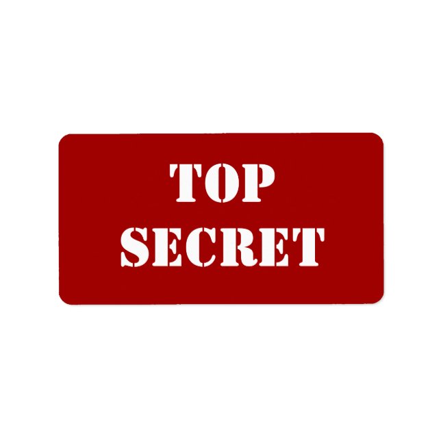 Red Stencil Top Secret Adressaufkleber (Vorne)