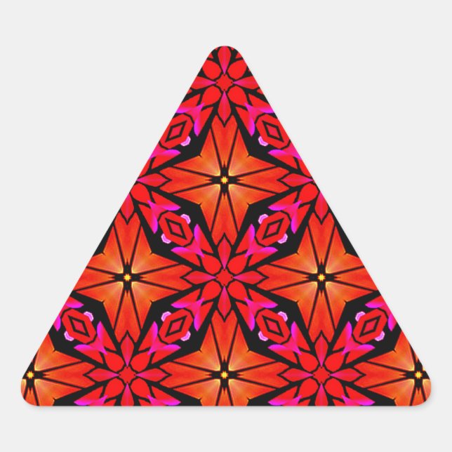 Red Sternexplosion Design Dreieckiger Aufkleber (Vorderseite)