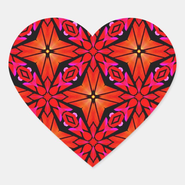 Red Sternexplosion Design Herz-Aufkleber (Vorderseite)