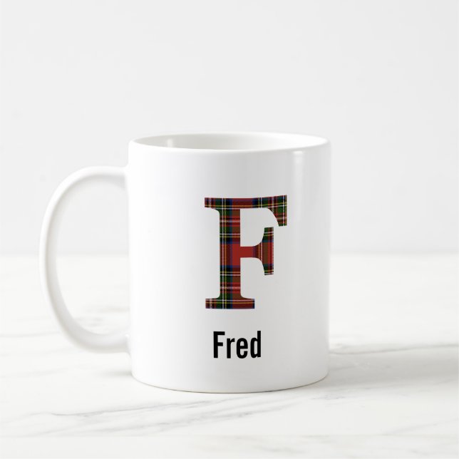 Red Stewart Kariert Monogram F Tasse (Links)