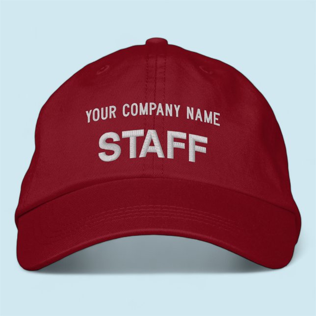Red Sticked Staff Baseball Cap Mitarbeiter Hat Bestickte Baseballkappe (MISOOK Red Staff Hat with Company Name)