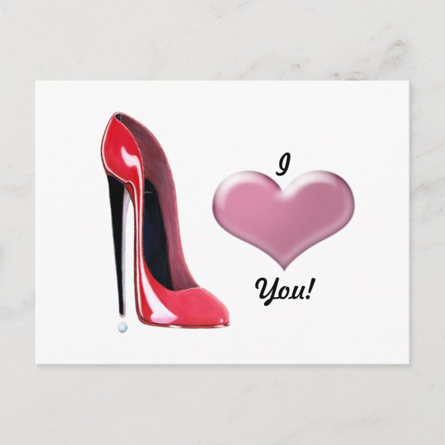 Red Stiletto High Heel Shoe Art Postkarte (Vorderseite)