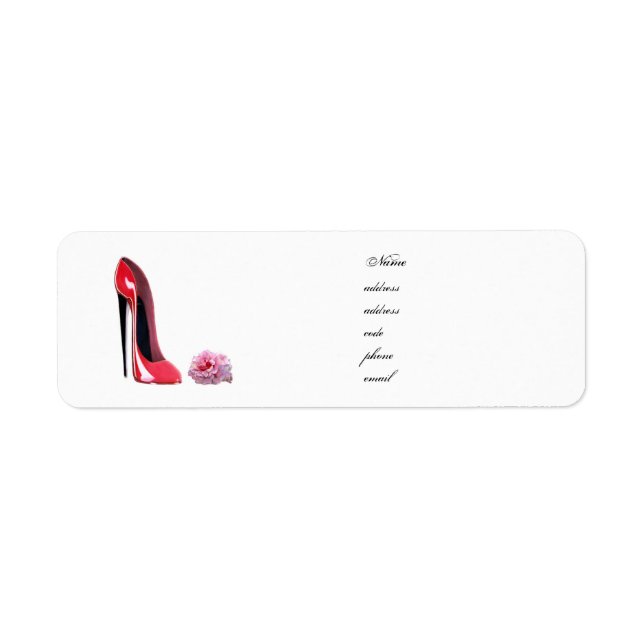 Red Stiletto Shoe and Rose Label (Vorne)