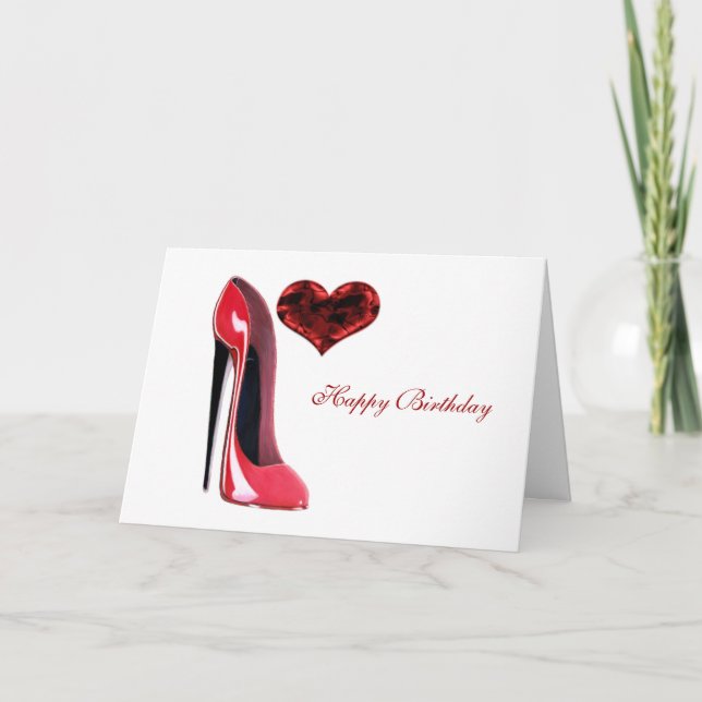 Red Stiletto Shoe und 3D Heart Karte (Vorderseite)
