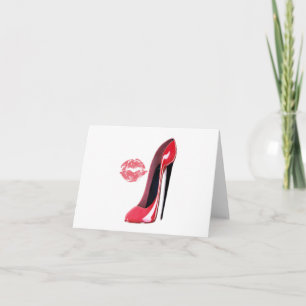 Red Stiletto Shoe und Kiss Karte