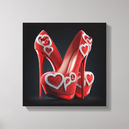 Red Stilettos with Heart Shaped Diamonds Leinwanddruck