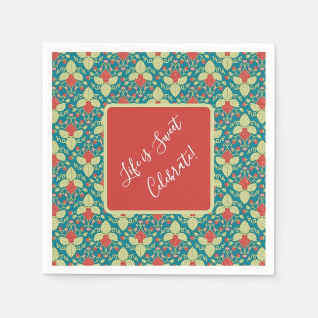 Red Strawberries, Flowers, Fruit and Runners Serviette (Vorderseite)