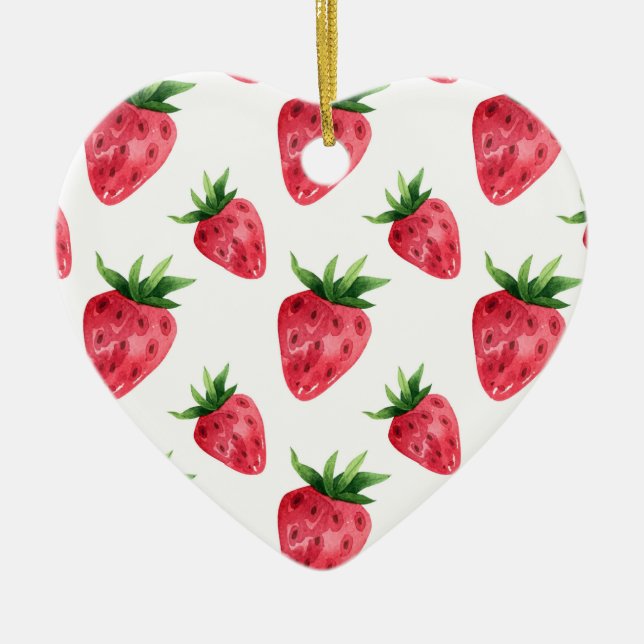 Red Strawberries Pattern Keramik Ornament (Vorne)