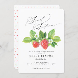 Red Strawberry 16 . Geburtstag Einladung zum Gebur