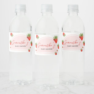 Red Strawberry Baby Dusche Wasserflaschenetikett