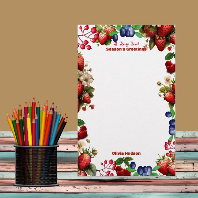 Red Strawberry Baby Shower Blue Berry Sweet Office Briefpapier (Red Strawberry Baby Shower Blue Berry Sweet Office Stationery)