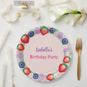 Red Strawberry berry Daisy Birthday Party für sie Pappteller