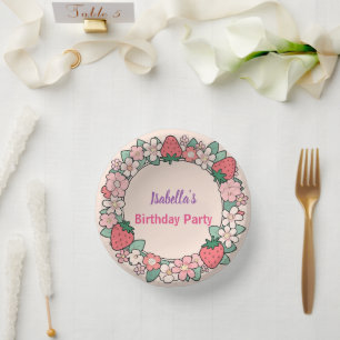 Red Strawberry berry Daisy Birthday Party für sie Pappteller