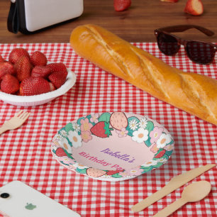 Red Strawberry berry Daisy Birthday Party für sie Pappteller