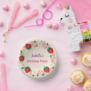 Red Strawberry berry Daisy Birthday Party für sie Pappteller
