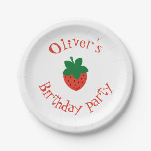 Red Strawberry Birthday Party Pappteller