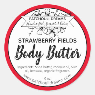 Red Strawberry Body Butter Labels Runder Aufkleber
